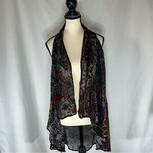 G Burnout Velvet Vest Kimono Drape Sheer